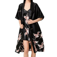 Ahope 奢華絲綢長版浴袍 + 裙子套組 XXL, TYPE08, 1個