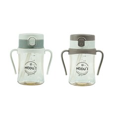 MODU'I 一鍵式吸管杯 200ml 2件組, 乳白色+米色, 1組