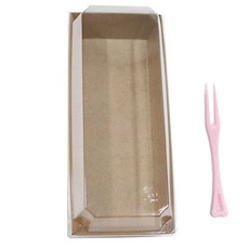 長方形KP三明治馬卡龍容器+迷你叉子, 100套