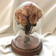 LED乾燥花束玻璃罩 L號, 金色