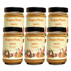 슈퍼잼 슈퍼너츠 스무스 무염 땅콩버터, 300g, 6개