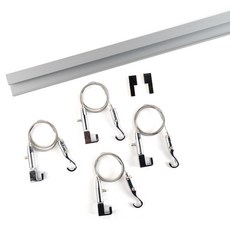 Paint Inpo線條壁面專用7字型掛軌 1m+7字型掛軸掛勾 大 4入+7字型收尾蓋 2入, 鉻合金, 1套