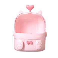 MG有蓋化妝品收納盒 愛心貓咪 粉色, 1個