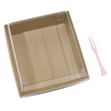 HCN 紙製容器 方形+迷你叉子, 100個