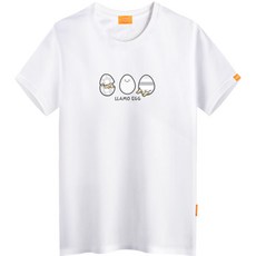 L.LAMO 中性款圓領蛋黃哥圖案短袖T恤, 白色的