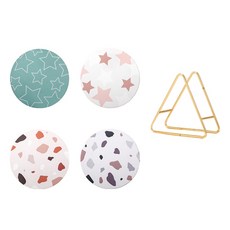 JCP 家居裝飾現代杯墊 4p + 支架套組 B, 混色