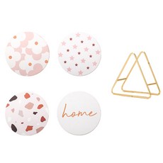 JCP 家居裝飾現代杯墊 4p + 支架套組 A, 混色