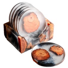 JCP Tradition 樹紋圓形杯墊 + 杯墊架組合, 混合色, 1個