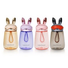 兔子造型水壺 4入組, 黑色+紫色+金色+粉色, 400ml