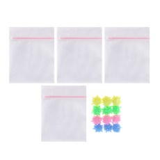 洗衣網 60*60cm 粉色 4入+洗衣球 12入 隨機出貨, 1套