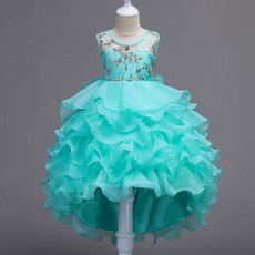 Edge Land女童款康康荷葉邊不對稱洋裝