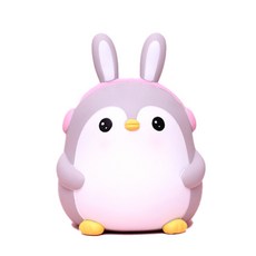 토끼 헤드셋 펭귄 저금통 L, 그레이, 1개