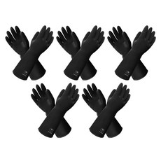 SoSON 工業用雙手橡膠手套 No.9, 黑色的, 5套, 中號 (M)