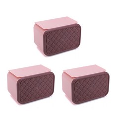 菱格紋雙色面紙盒套, 粉紅色, 3個