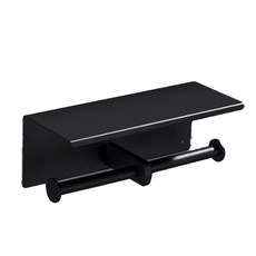 雙層多功能捲筒衛生紙架, 黑色的, 1個