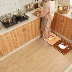 알럽홈 큐티 캐릭터 논슬립 키친 풋 매트, 포레스트패밀리 카키