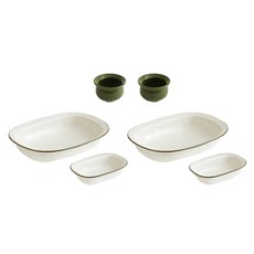 ERATO 雙人用陶瓷義大利麵碗組 6入, 綠色, 2個意大利面球+2個迷你球+2個蜂蜜迷你球