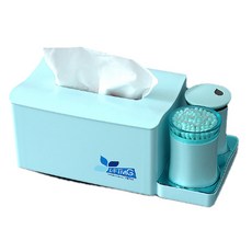 多功能面紙棉花棒牙籤收納盒, 藍色, 1個