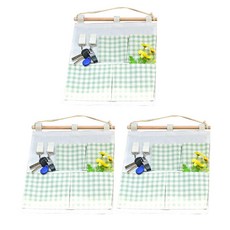 極簡格紋掛袋 3入, 綠色