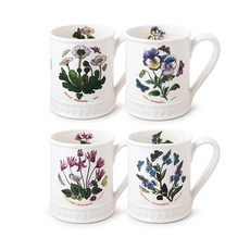 PORTmeIRION 波特玫琳恩 植物園浮雕馬克杯 0.45L 4款, 混色, 1套