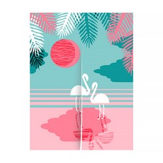 Market A 粉紅紅鶴鸚鵡半截窗簾, TYPE 1