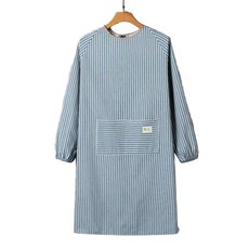 더플로우컴퍼니 깔끔한 스트라이프 원피스형 앞치마 작업복, 블루, 1개