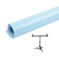 PVC 촬영배경지 블루 128 x 60 cm + 거치대 소형, 1세트