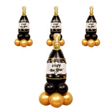 WOW PARTY KOREA 新年快樂香檳黑色氣球柱套組, 混合色, 4套