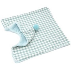 寵物保暖柔軟格紋毛球連帽斗篷, 綠色