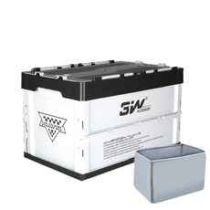 3W 折疊盒 36L+防水包, 行李箱整理器（灰色+白色）