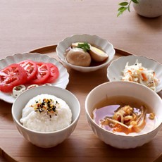 1인 식기세트 골드 모던크롬, 모노 크림화이트, 밥공기 + 국공기 + 원형접시 + 찬기 2p