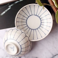 菊花造型陶瓷碗 4入, 混色, 飯碗 4入+大碗 4入