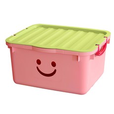 BONOHOUSE 玩具收納盒 49L 粉色+蓋子, 粉色（盒）、綠色（盒蓋）