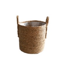 細密編織可愛草編花盆 A型 35cm, 單一顏色