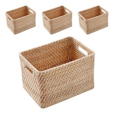 마켓비 실론 손잡이형 수제 수납함 L BM200827, 내추럴, 4개