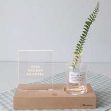 MORIANN 情感木質小夜燈+花瓶+貼紙+波士頓腎蕨假花+壓克力短語板 打起精神來, 混色