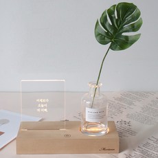 MORIANN 情感木質小夜燈+花瓶+貼紙+龜背葉假花+壓克力短語板 比起昨天 今天更漂亮, 混色