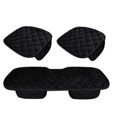 ABC Parts 冬季超細纖維汽車坐墊套組, 1套, 黑色的