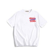 Bluete 男女通用創意方塊寬鬆版型印花棉質透氣短袖T恤