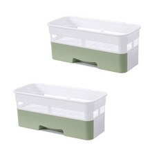 多功能壁掛收納盒 綠色, 2個