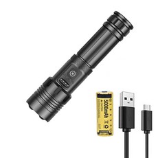 LEDLAB 충전식 줌서치라이트 F1랜턴 세트 XHP70, 블랙, 1세트