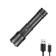 LEDLAB 可充電變焦探照燈 F1手電筒 XHP70, 黑色, 1個