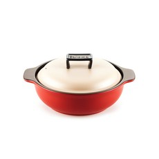 Salle Ma 雙耳耐熱陶瓷淺湯鍋+鍋蓋組, 1個, 24cm