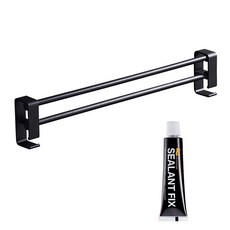 MONACO OLIVE 金屬雙排臉盆拖鞋架 + 密封膠固定, 黑色(支架), 1套