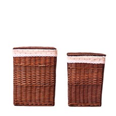 多用途藤編收納籃 YT_RB082 L號+M號, 棕色, 1組