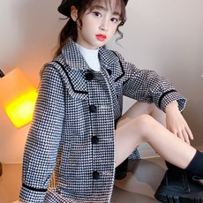 Angel Eye 女童格紋雙排扣大衣