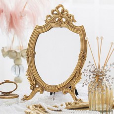 코쿼드 레트로 빈티지 골드 탁상 거울 22 x 35 cm, 혼합색상