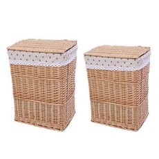 多用途藤編洗衣籃 大型 + 中型組合, 自然色, 1套