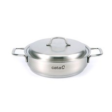 cata 雙耳不鏽鋼淺湯鍋+鍋蓋, 直徑24cm, 混色
