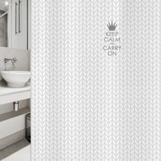 浴簾 L號 1880*1880mm SC825+塑膠掛鉤 12入+窗簾桿 白色, 1套